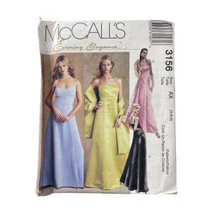 Y2K McCalls 3156 Evening Elegance Dress Stole Sewing Pattern Size AX 4-6-8 UNCUT